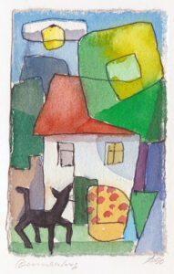 Alex Dose, Familienhaus in Loschwitz, Sommertag, signiert, Aquarell, Dresden, Gotha, Erfurt